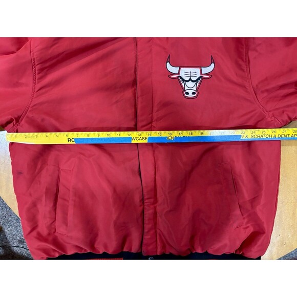 Vintage CHICAGO BULLS  2XL Reversible Red / Black Snap Up NBA JH Design Jacket - Picture 12 of 14